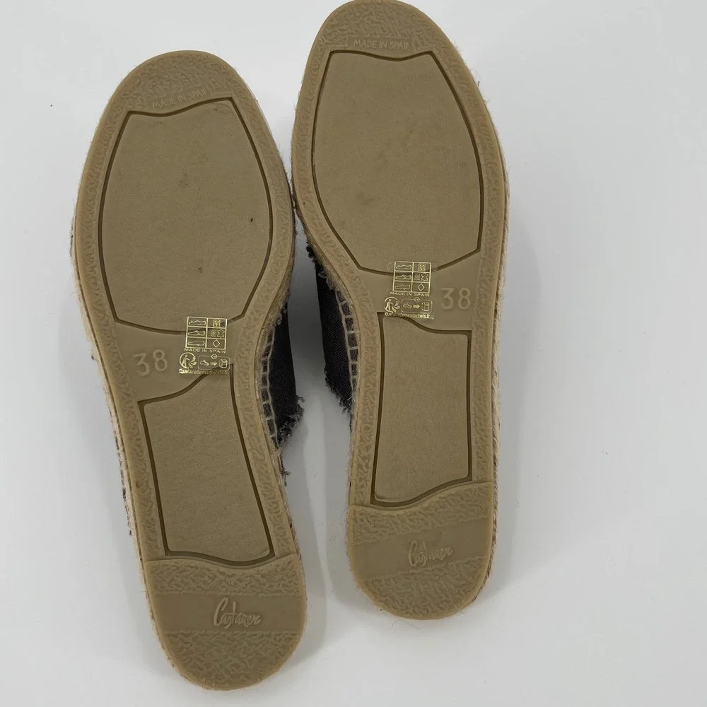 Castaner Palmera‎ Espadrille Sandals Charcoal Gray Frayed Canvas Size 38 US 7.5